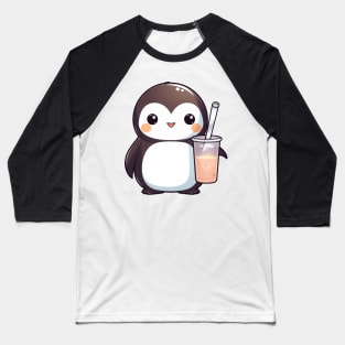 Cute Penguin Holding Tea Baseball T-Shirt